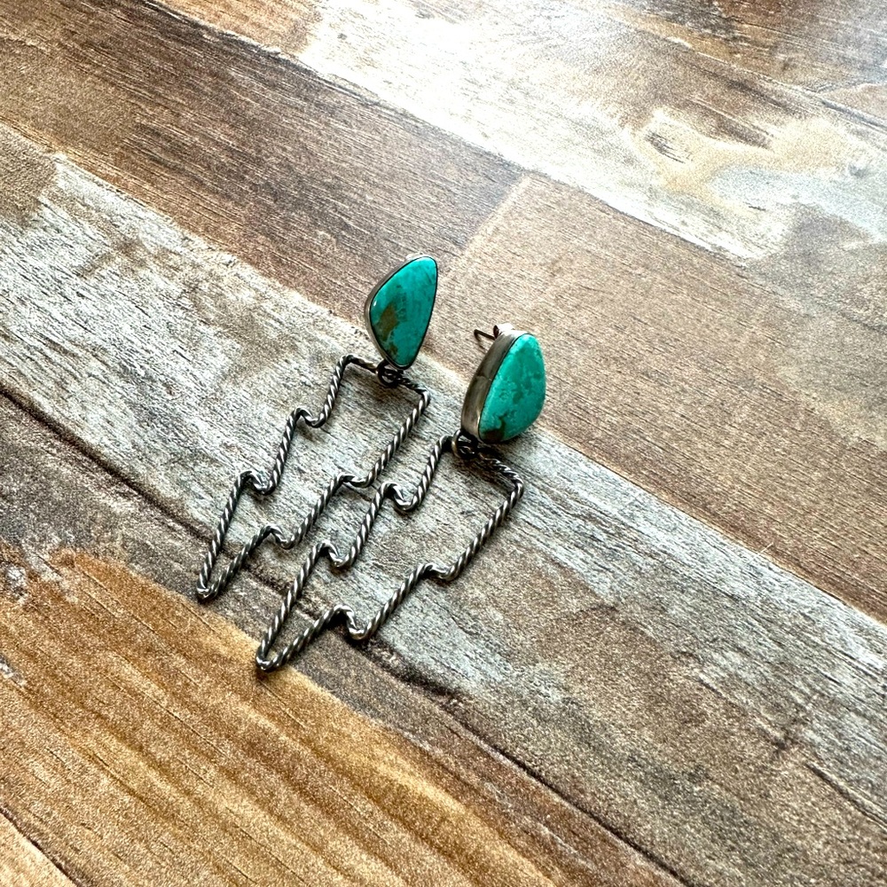Turquoise lighting bolt earrings